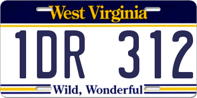 WV license plate 1DR312