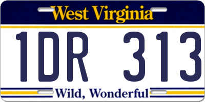 WV license plate 1DR313