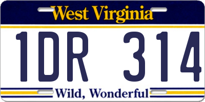 WV license plate 1DR314