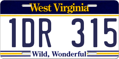 WV license plate 1DR315