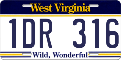 WV license plate 1DR316