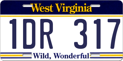 WV license plate 1DR317