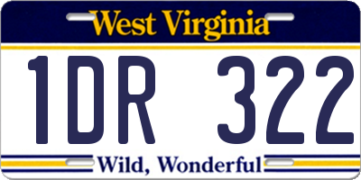 WV license plate 1DR322