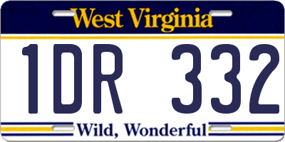 WV license plate 1DR332