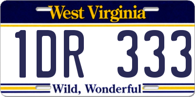 WV license plate 1DR333