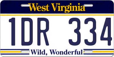 WV license plate 1DR334