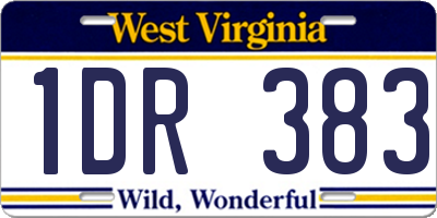 WV license plate 1DR383