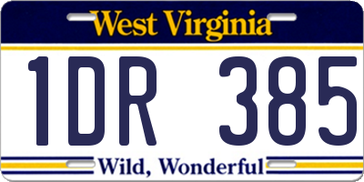 WV license plate 1DR385