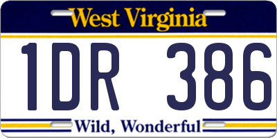 WV license plate 1DR386
