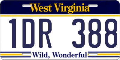 WV license plate 1DR388