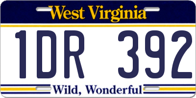 WV license plate 1DR392