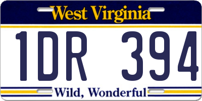 WV license plate 1DR394