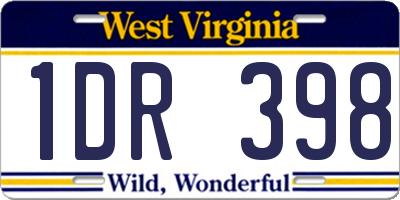 WV license plate 1DR398