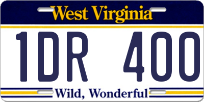 WV license plate 1DR400