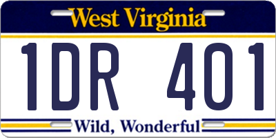 WV license plate 1DR401
