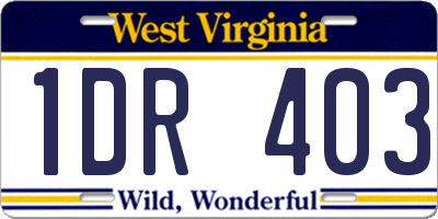 WV license plate 1DR403