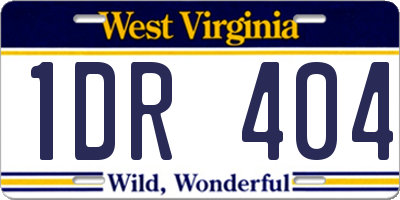 WV license plate 1DR404