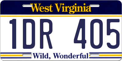 WV license plate 1DR405