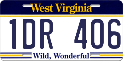 WV license plate 1DR406