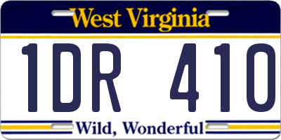 WV license plate 1DR410
