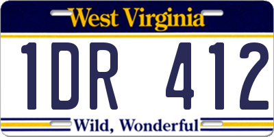 WV license plate 1DR412