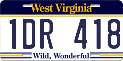 WV license plate 1DR418