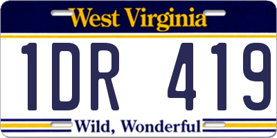WV license plate 1DR419