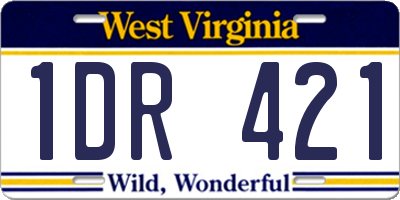 WV license plate 1DR421