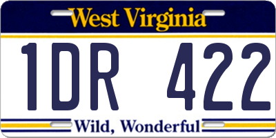 WV license plate 1DR422