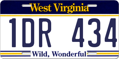 WV license plate 1DR434