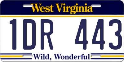 WV license plate 1DR443