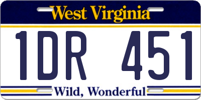 WV license plate 1DR451