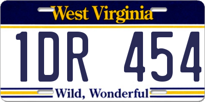 WV license plate 1DR454