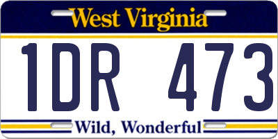 WV license plate 1DR473