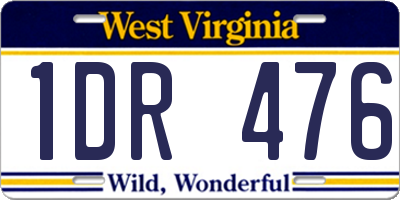 WV license plate 1DR476