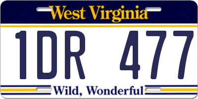 WV license plate 1DR477