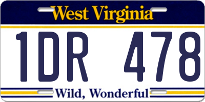 WV license plate 1DR478