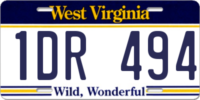 WV license plate 1DR494