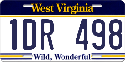 WV license plate 1DR498