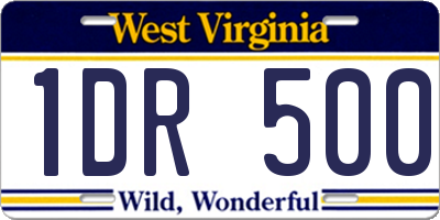 WV license plate 1DR500