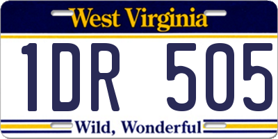 WV license plate 1DR505
