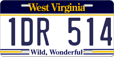 WV license plate 1DR514