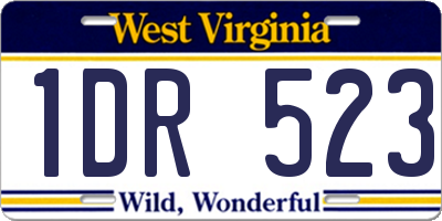 WV license plate 1DR523