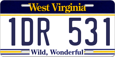 WV license plate 1DR531