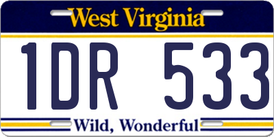 WV license plate 1DR533