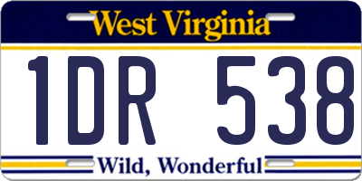 WV license plate 1DR538
