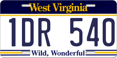 WV license plate 1DR540