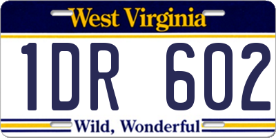 WV license plate 1DR602