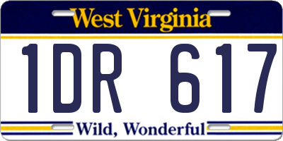 WV license plate 1DR617