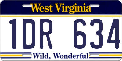 WV license plate 1DR634